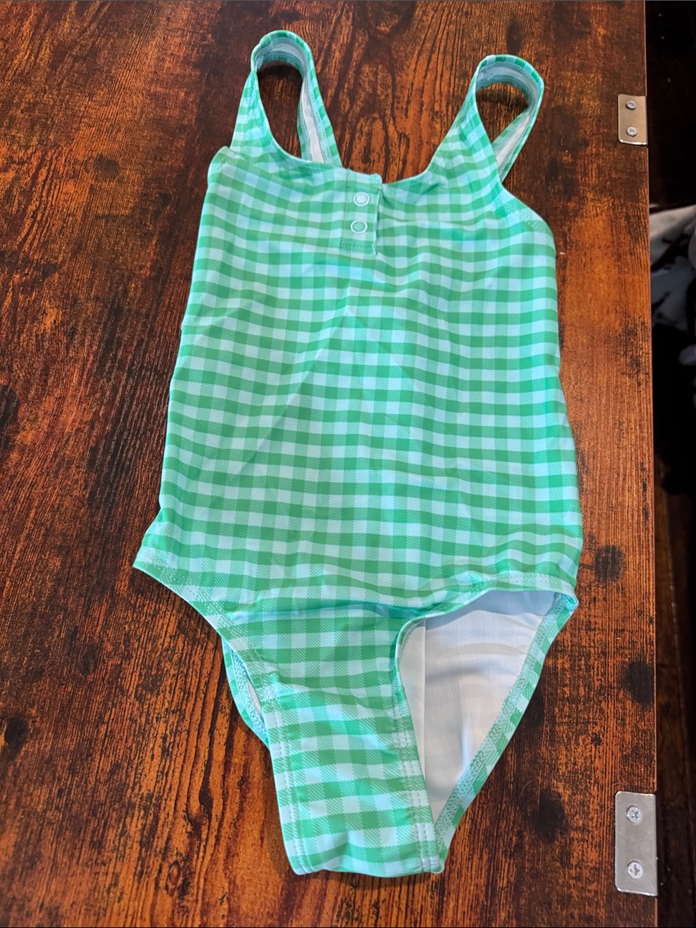 Old Navy Green Gingham Kids One-Piece Swimsuit